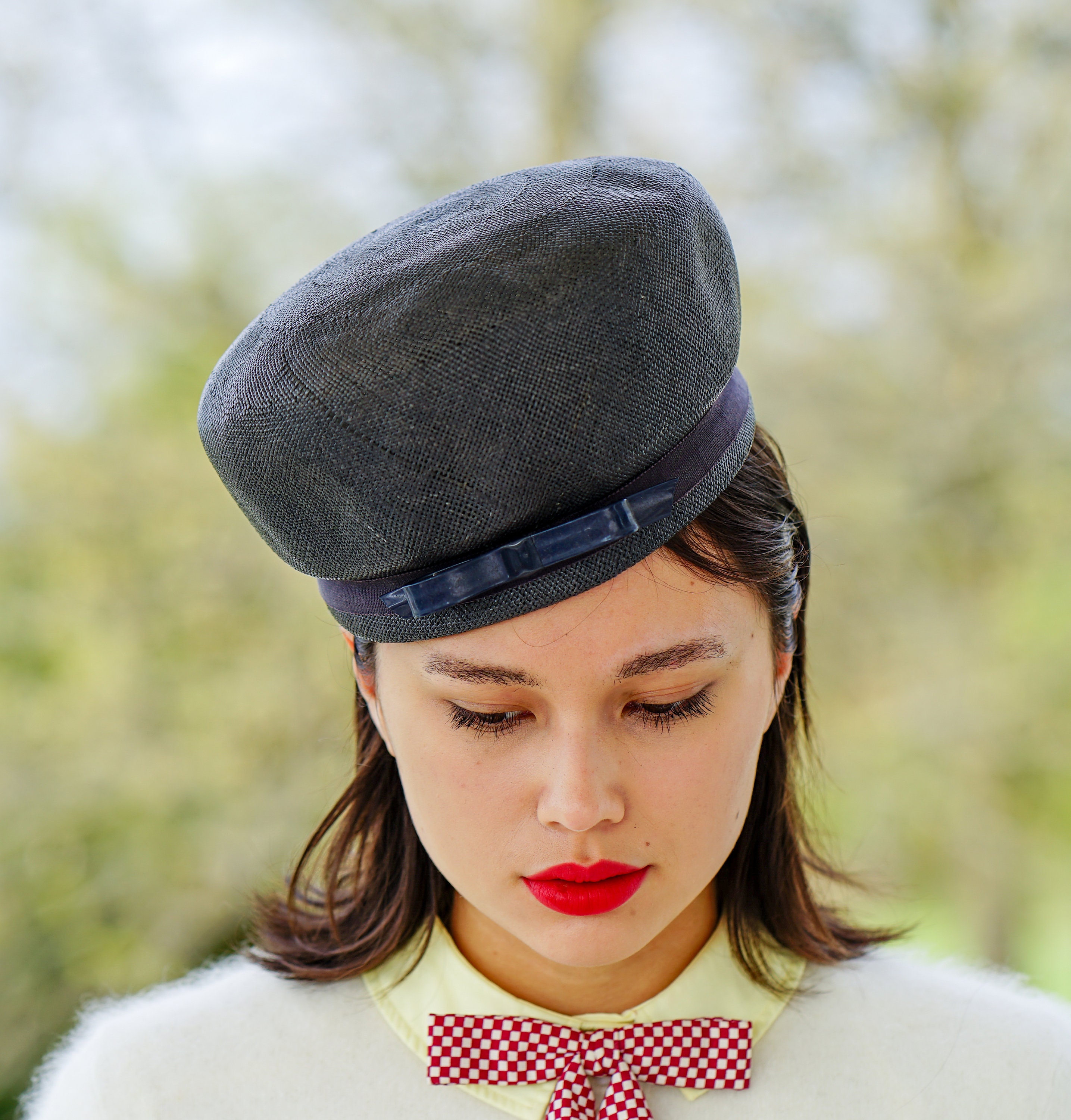 Vintage Straw Pillbox Hat, Vintage Hat, 1950-60s Hat, Jackie  display picture 2