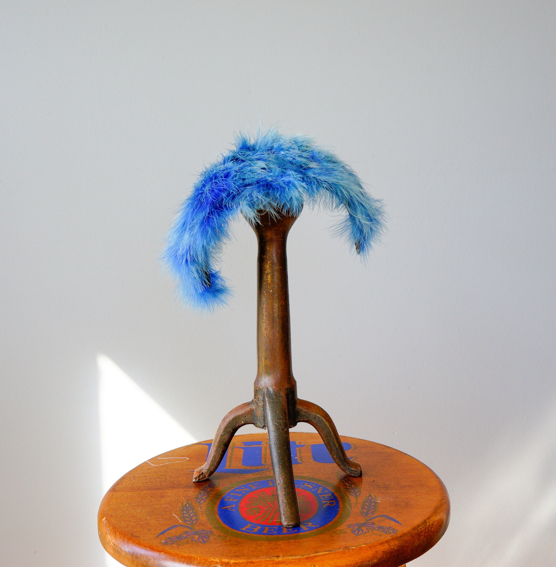 Vintage Blue Feather Headband Hat, Casque Hat, Vintage Hat 