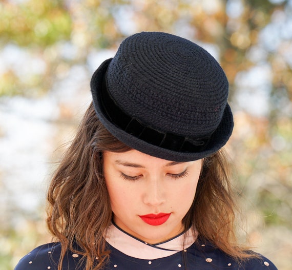 Vintage Everitt Woven Bucket Hat, Vintage Knit Hat, 1… Gem