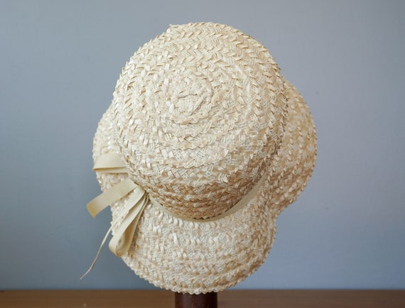 Vintage Straw Bucket Hat, 1950s-60s Hat, Vintage … - image 9