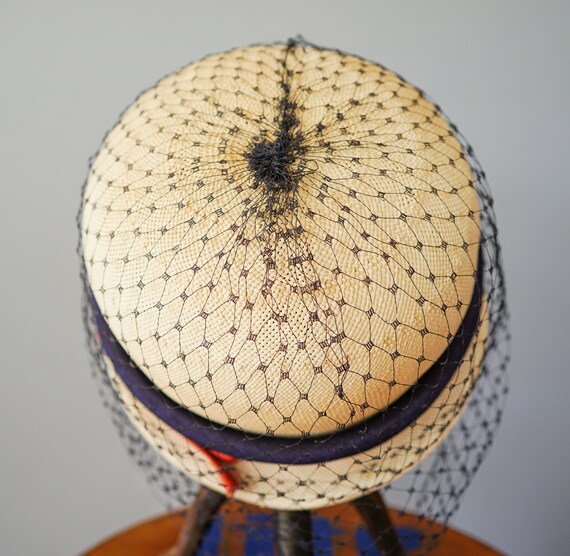 Vintage Straw Bucket Hat, Cloche Hat, 1950s-60s H… - image 9