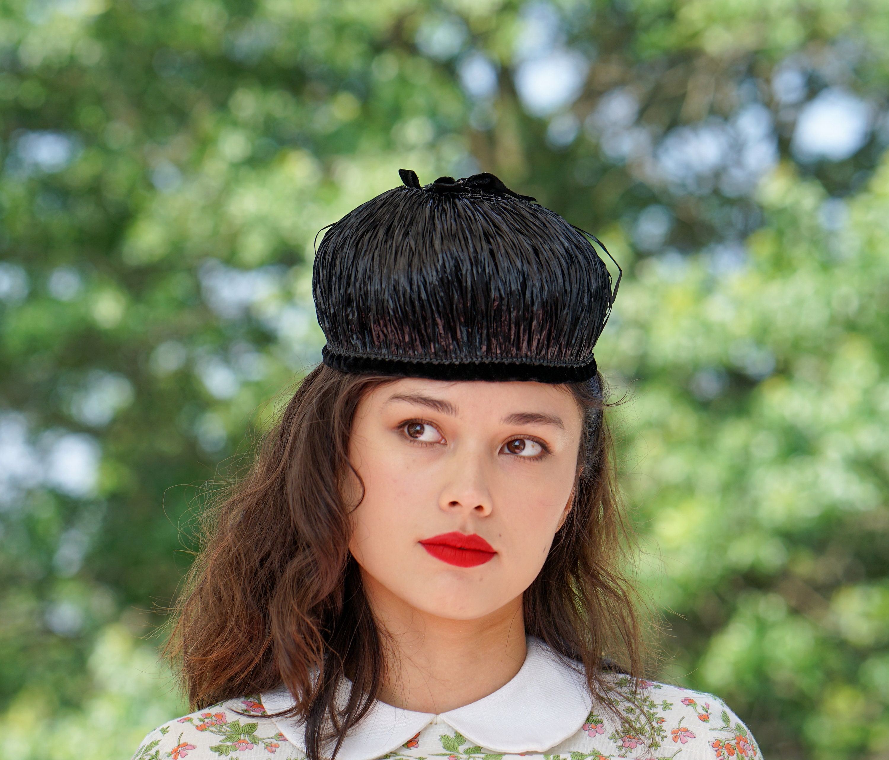 Vintage Straw Pillbox, 1950s-60s Hat, Vintage Hat, Women Hat  display picture 2