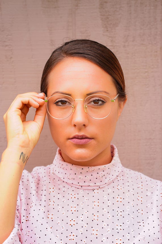 Vintage Eyeglass 1990's Wire Rim Pink Enamel New … - image 3