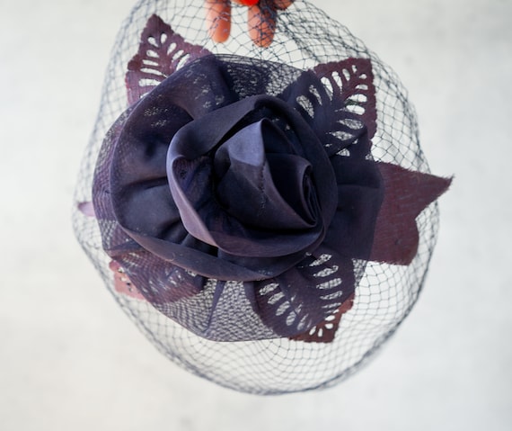 Vintage Floral Whimsy Hat, Vintage Veil, Birdcage… - image 9