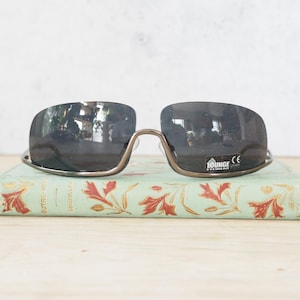 Vintage Sunglasses 1990s Silver tone rimless floating lens New Old Stock Y2K