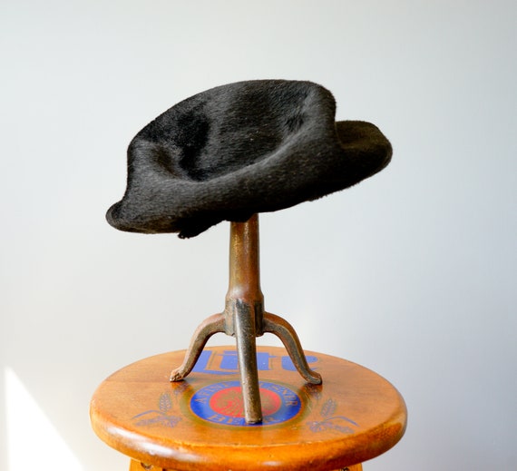 Vintage Black Faux Fur Beret Hat, Vintage Tam Hat… - image 6