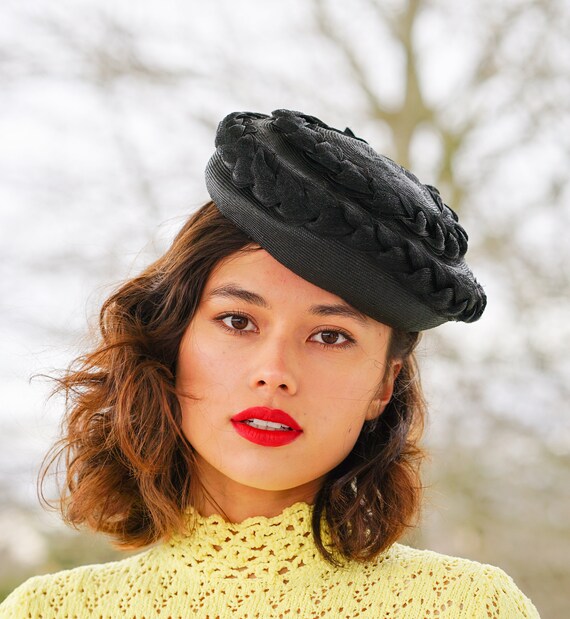 Vintage Straw Pillbox Hat, 1950s-60s Hat, Vintage… - image 4