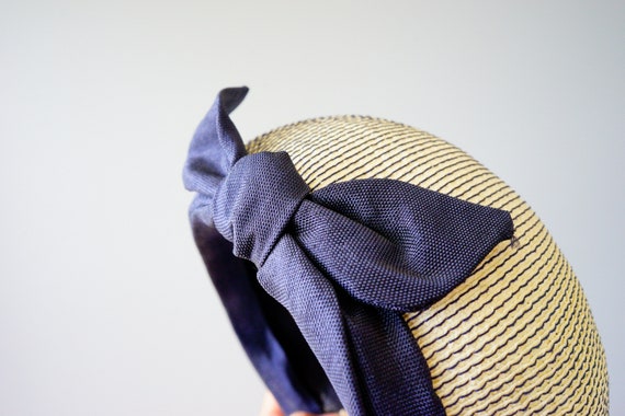 Vintage Stripe Straw Tam Hat, Vintage Beret Hat, … - image 8