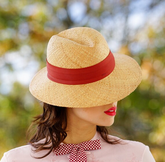 Vintage Straw Panama Hat With Hat Box 