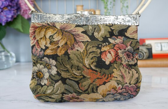 Vintage Floral Tapestry Ornate Frame Bag Jemco/ V… - image 7