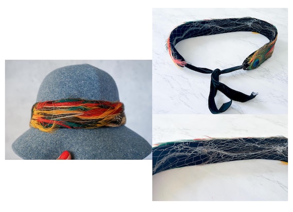 Vintage Feather Wool Felt Bucket Hat, 1960s-70s H… - image 10