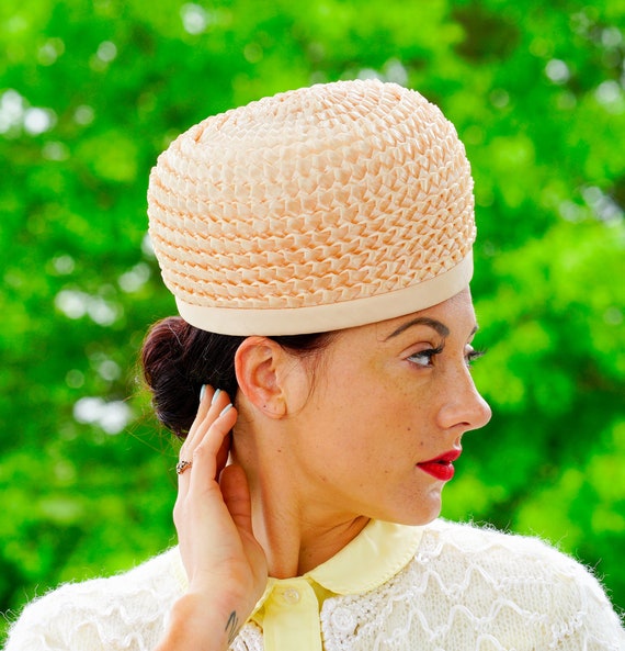 Vintage Straw Pillbox Hat, 1950s-1960s Hat, Vinta… - image 2