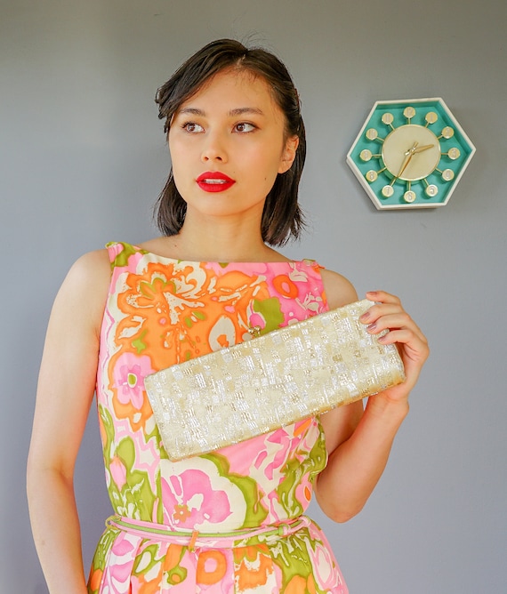 Vintage Metallic Gold Clutch Purse/ 1950s1960s Purse… Gem