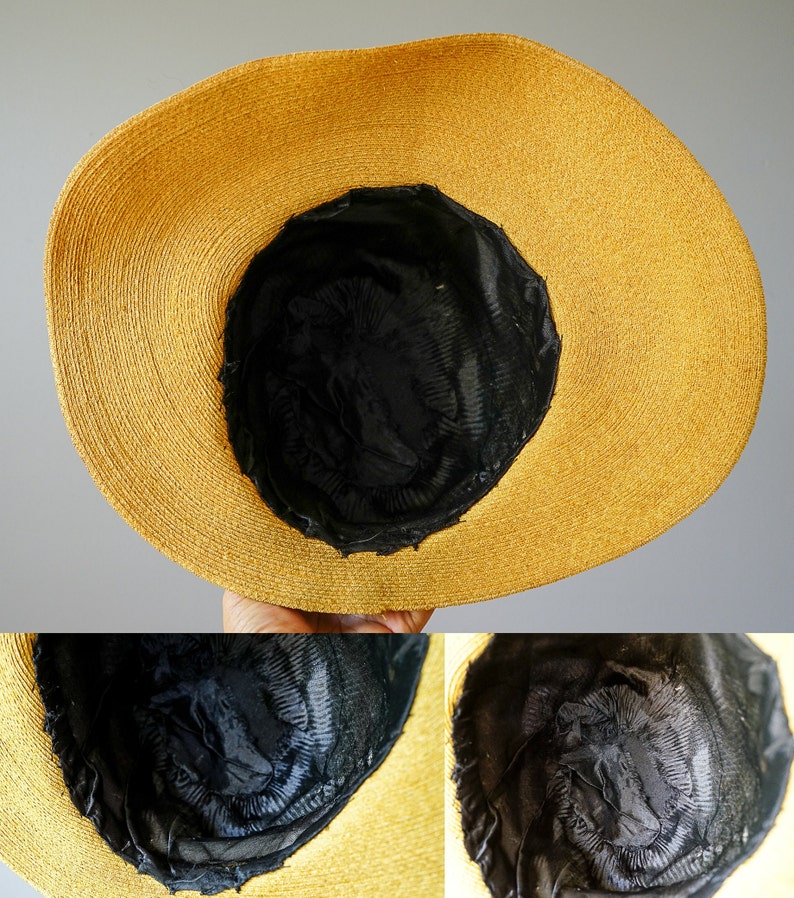 Vintage Straw Boater Hat, 1930s-1940s Hat, Vintage Hat, Vintage Women Hat, Sun Hat, Summer Hat, Kentucky Derby Hat, Vintage Wide Brim Hat image 9