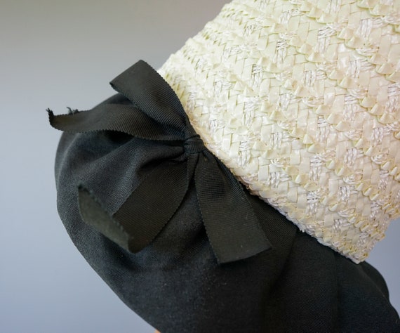 Vintage Straw Bucket Hat, Cloche Hat, 1950s-60s H… - image 8