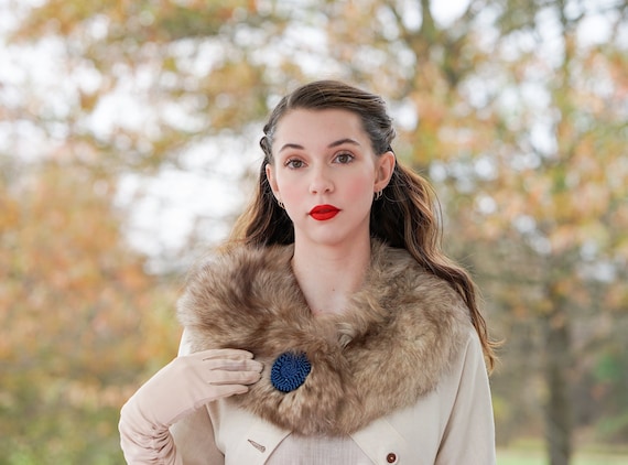 Vintage Fur Stole Collar, Vintage Throw Shawl, 19… - image 1