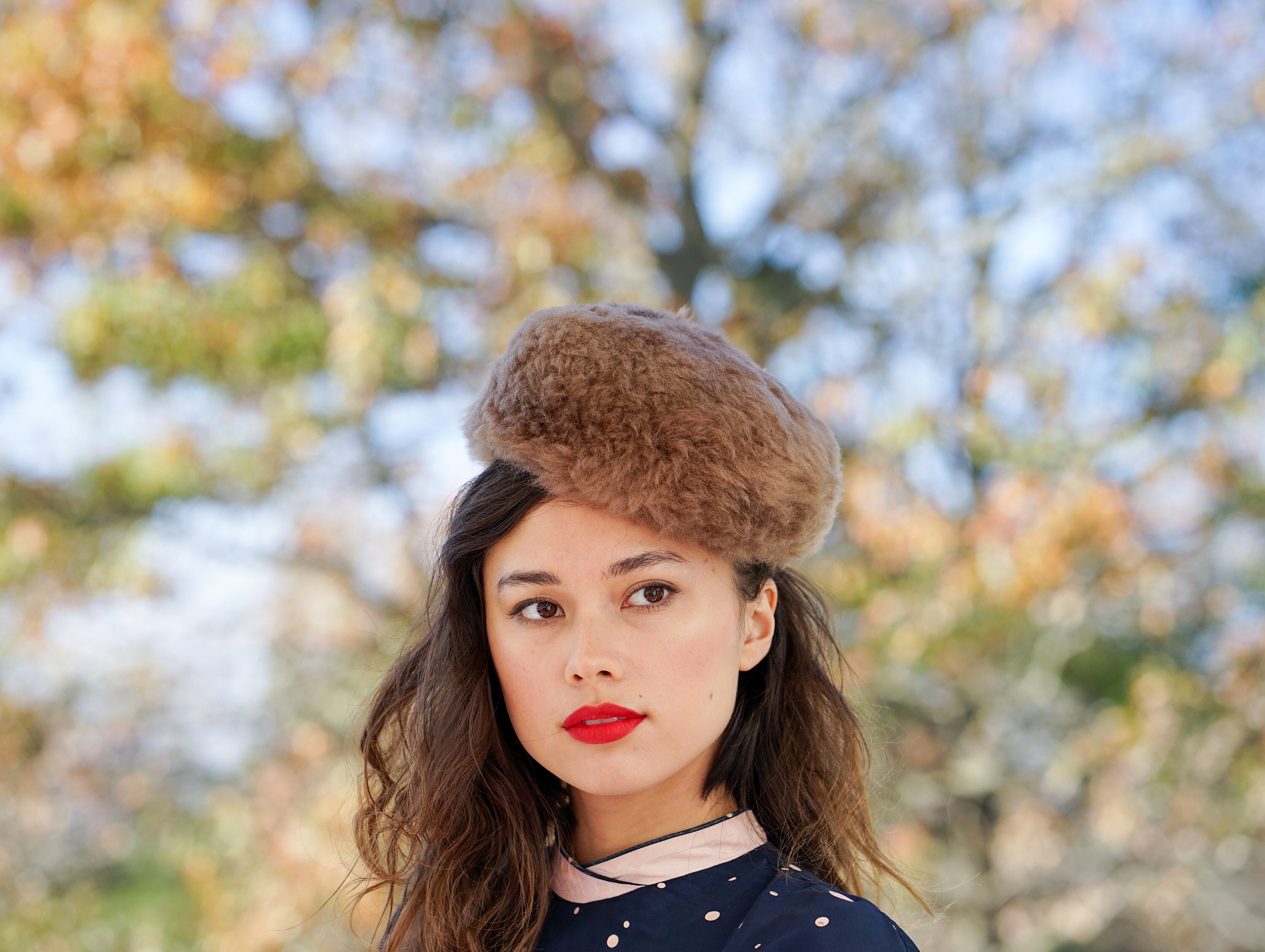 Vintage Real Fur Pillbox Hat Womens Brown Russian Cossack Fuzzy Winter Luxury Vintage Fur Cossack Hat, Pillbox Hat, 1950s-60s Hat, Vintage  main image 2