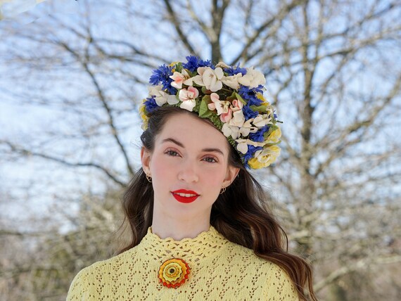 Vintage Elsa Schiaparelli Floral Pilbox Hat, Vintage Hat  display picture 1