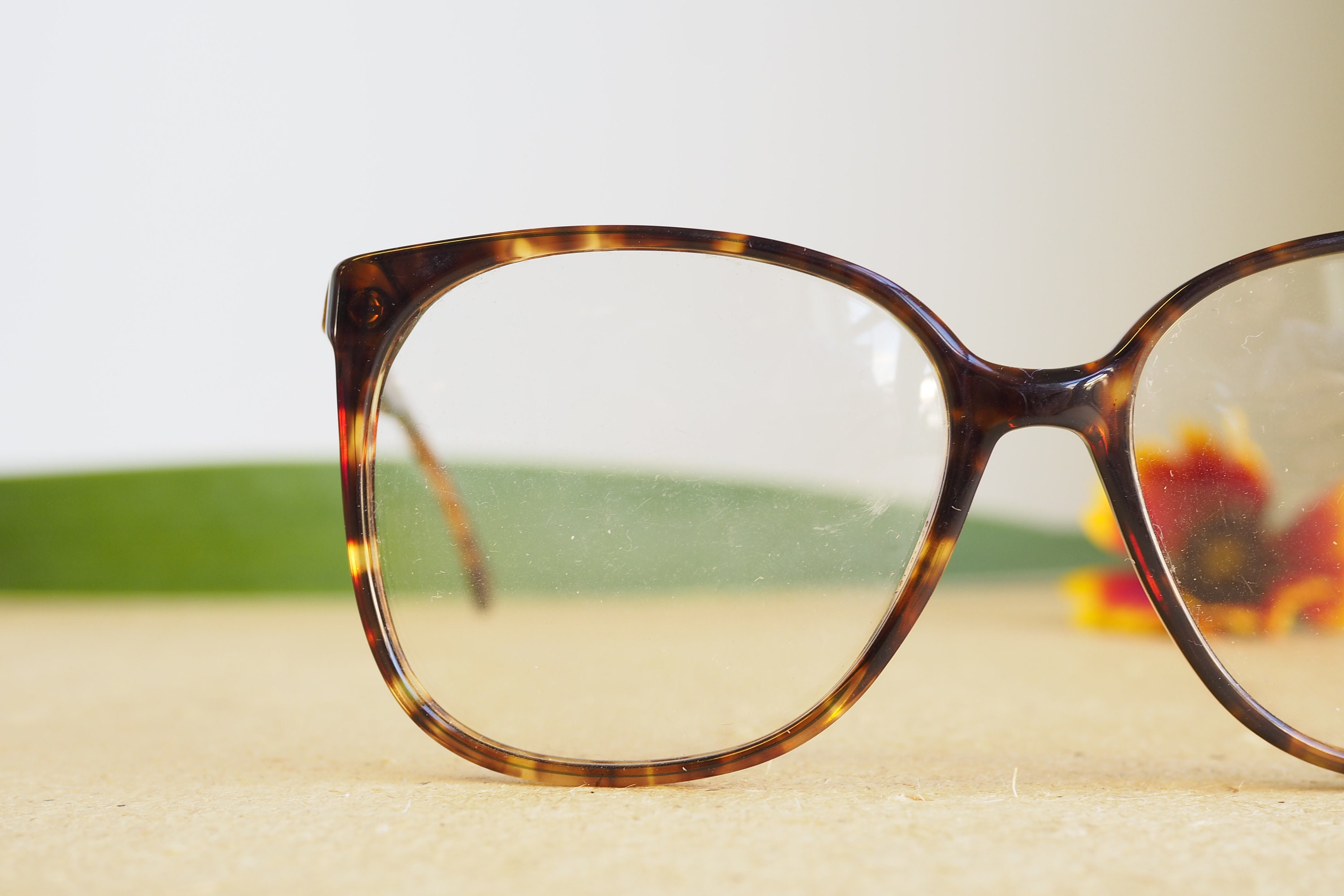 1980’s RODENSTOCK Clear Aviator Sunglasses w/ Red & Blue Brow, Made in Germany Vintage Rodenstock Eyeglasses, 1980s Brown Aviator Frames  main image 4