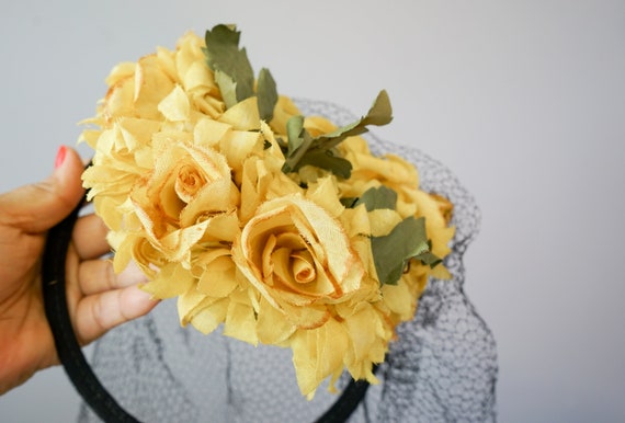 Vintage Floral Tilt Fascinator Hat, Tilt Topper H… - image 7