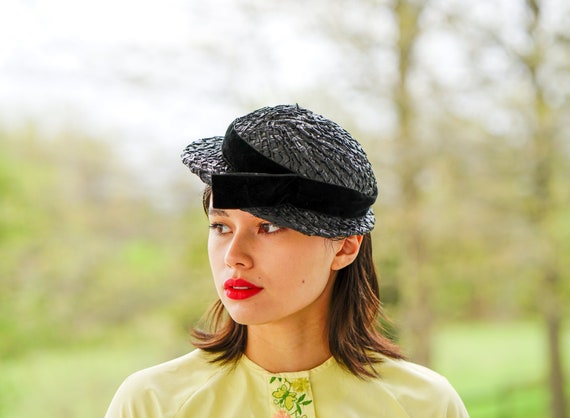 Vintage Straw Boater Hat Sailor Hat 