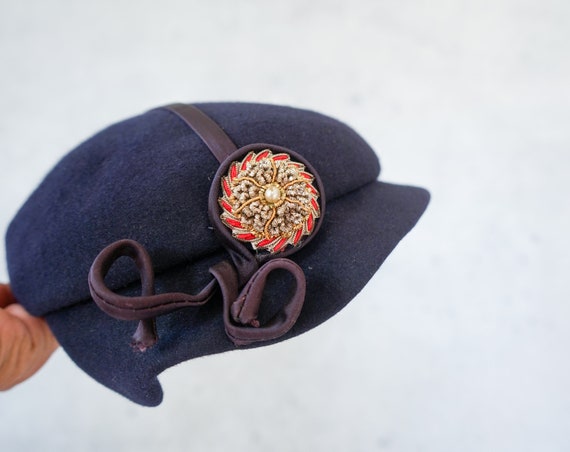 Vintage Wool Felt Half Hat, 1950s-60s Hat, Vintag… - image 6