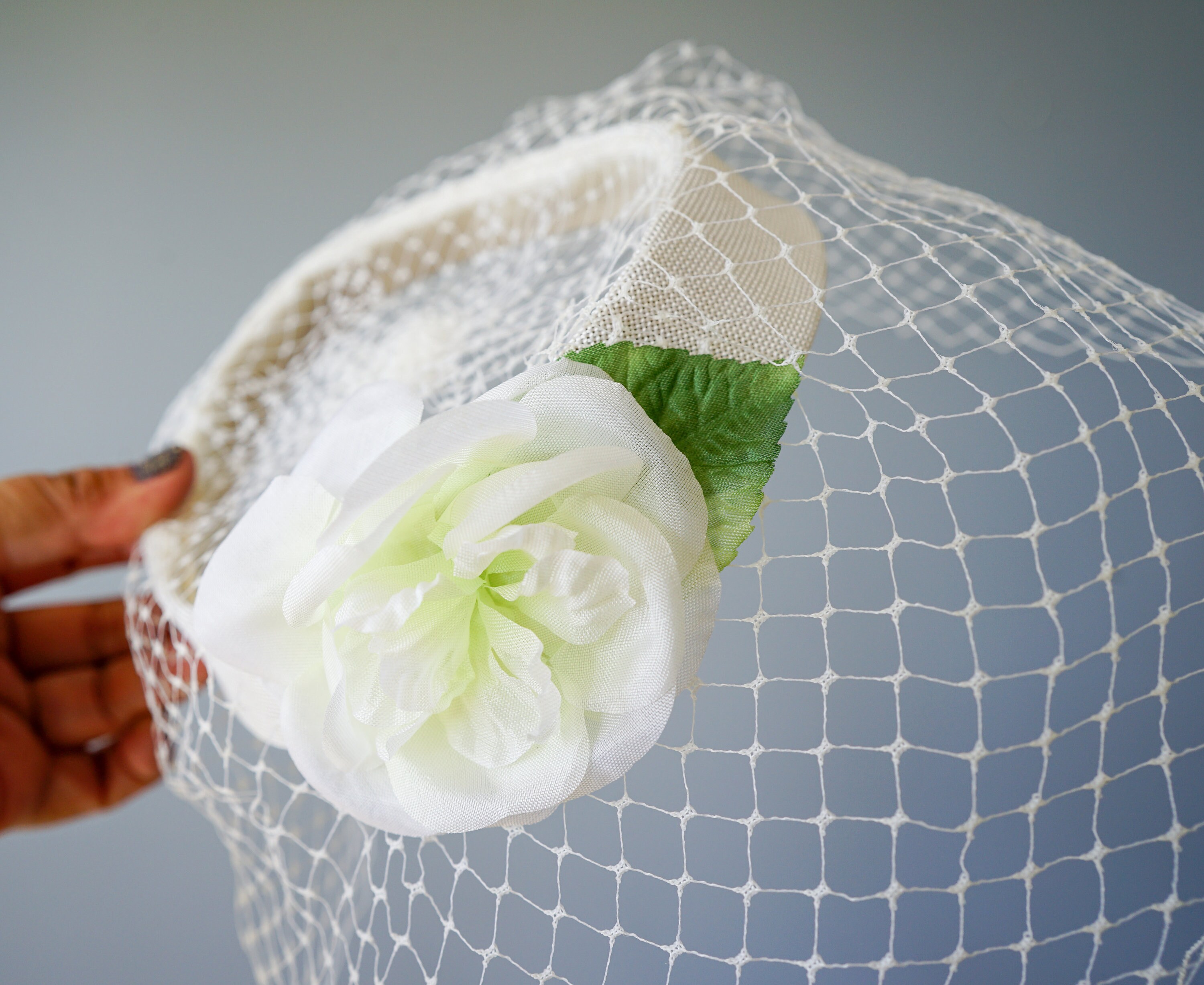 Vintage Floral Headband Veil Hat, Whimsy Hat, Vintage Hat 