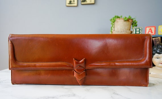 Vintage Lennox Leather Clutch/ 1940s-50s Purse/ E… - image 6