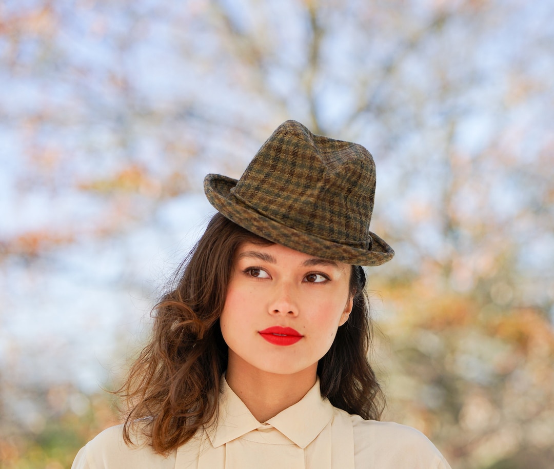 Vintage Wool Tweed Trilby Hat by Champ Fedora Hat Vintage Etsy
