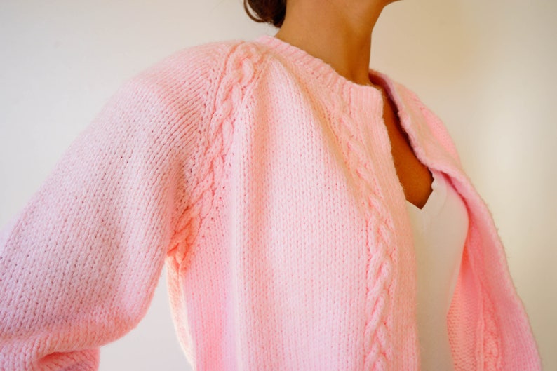Rockabilly Top Vintage 1950s Bubble Gum Pink Cardigan Size M Free Shipping Vintage Sweater Cardigan Sweater Geraldine Eccard Cardigan