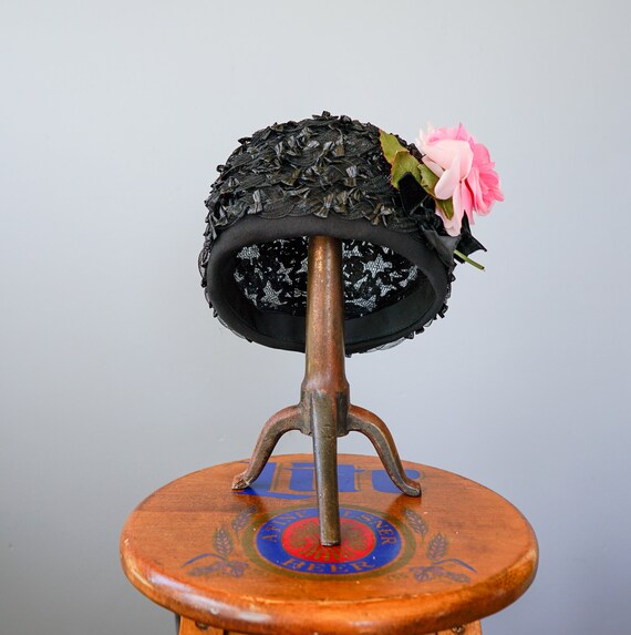 Vintage Floral Straw Pillbox Hat, Vintage Hat, 19… - image 5