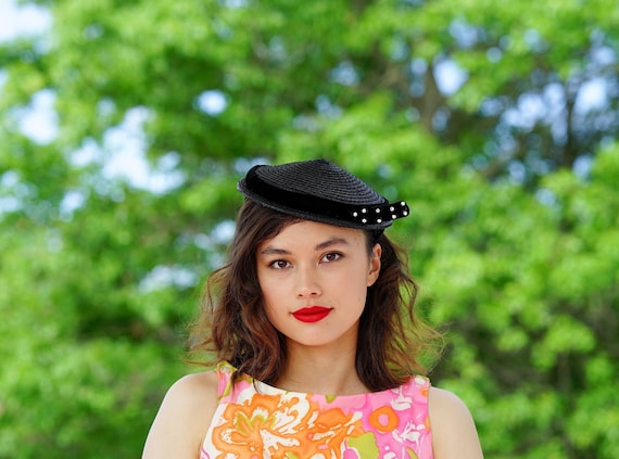 Vintage Straw Half Hat, Vintage Hat, 1950s-60s Hat, Vintage Women 