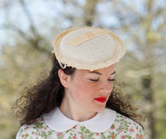 Vintage Lace Floral Half Hat, Vintage Hat, 1950s … - image 3