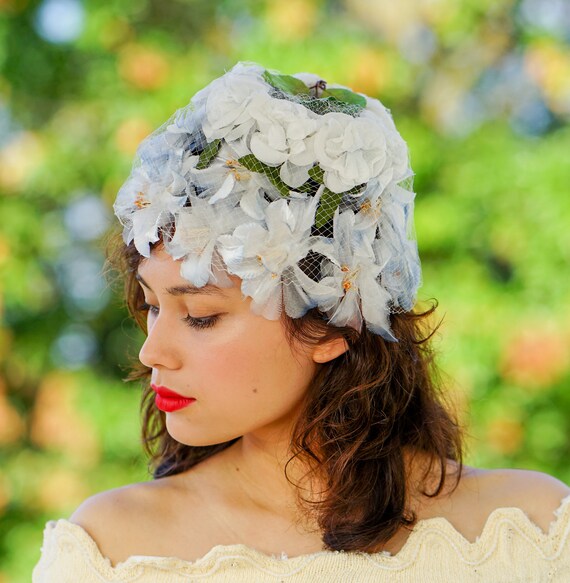 Vintage Floral Cloche Hat, Vintage Hat, 1950s-60s Hat, Tea 