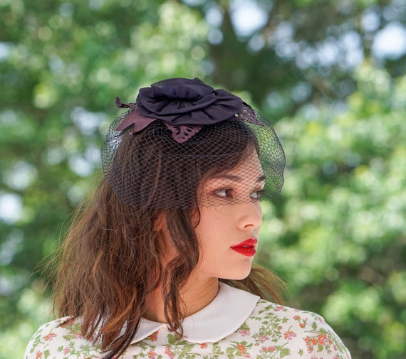 Vintage Floral Whimsy Hat, Vintage Veil, Birdcage… - image 3