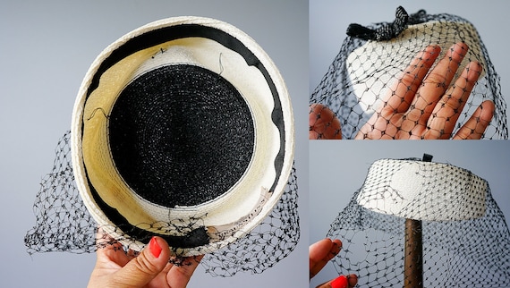 Vintage Pillbox Veil Hat, 1950s-60s Hat, Vintage Hat  display picture 3