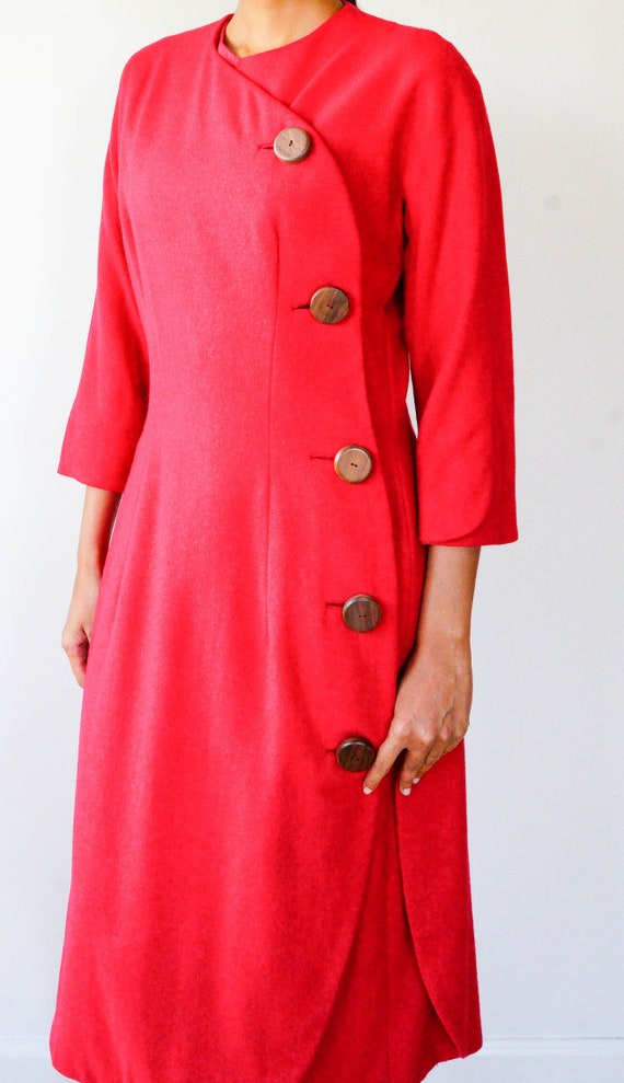 Vintage 1960s Red Dress Size M-L/ 1960s Dress/ Vi… - image 5