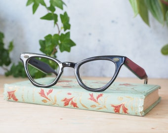 Vintage Eyeglasses 1960s cateye glasses/Frames /Eyeglasses /Rockabilly/Cat Eye New Old stock By Sherman Optical ebony tone