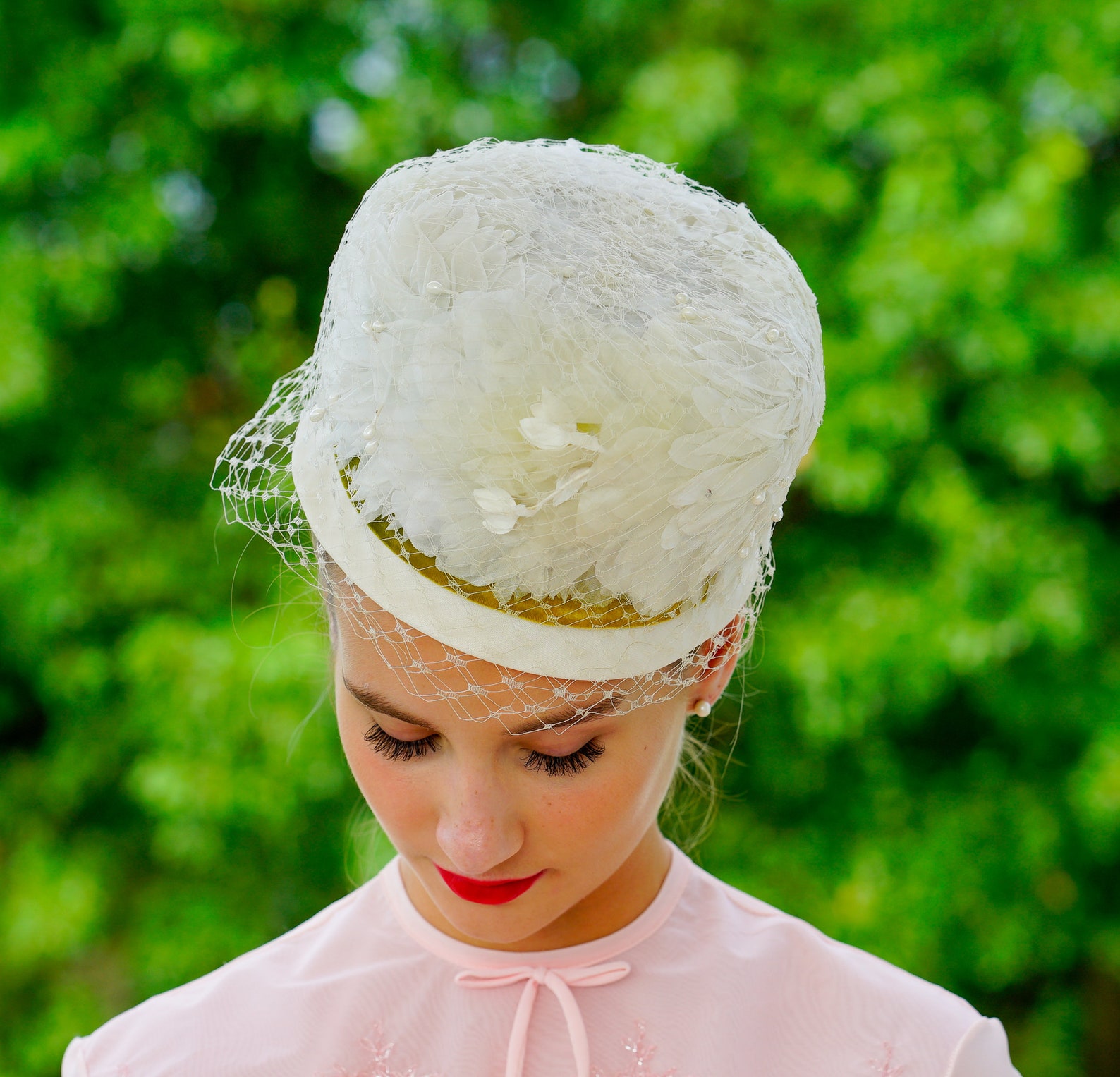 Vintage Straw Cloche Hat With Flower Vintage Hat 1950s Hat Etsy