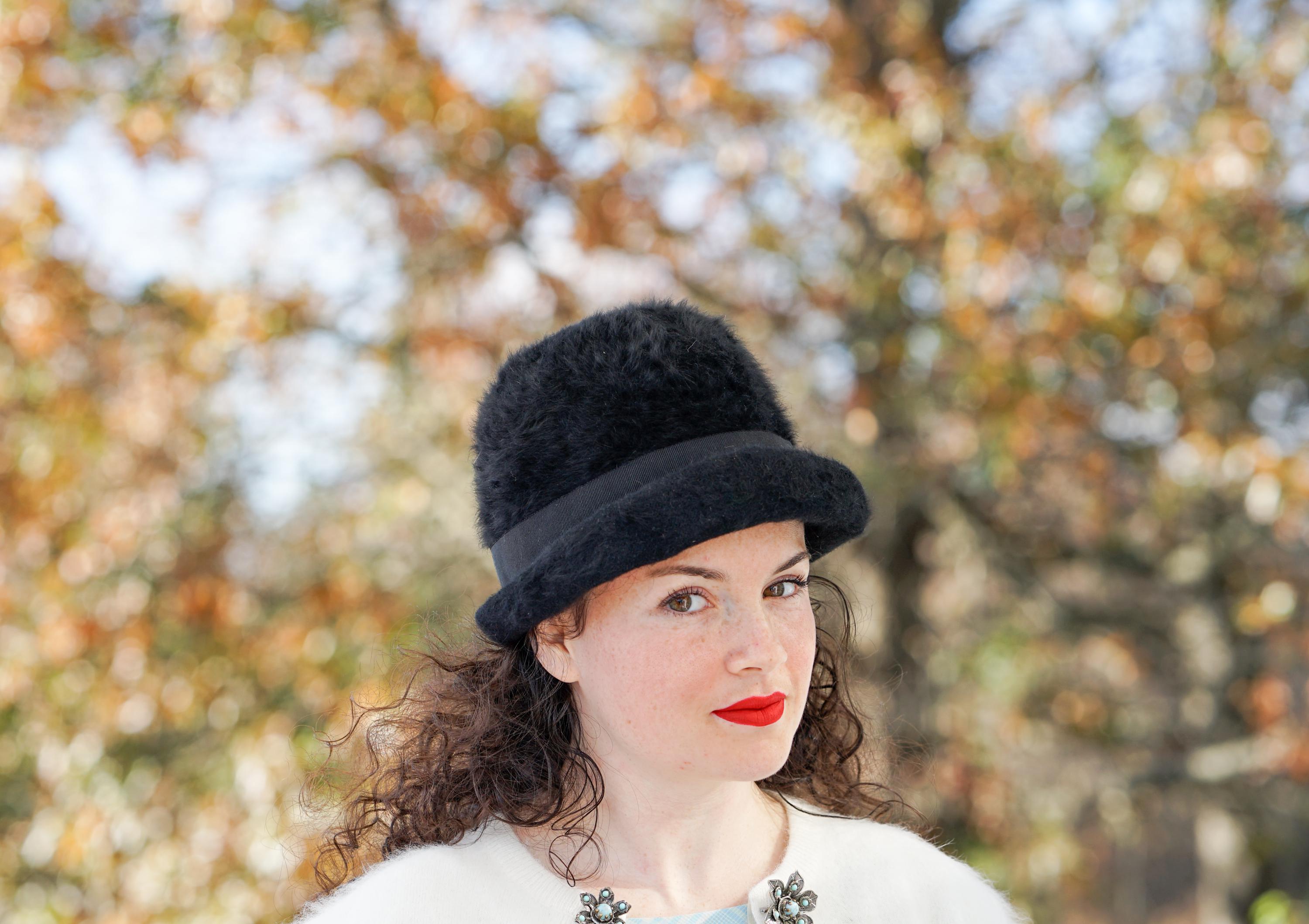 Vintage Angora Fur Blend Bucket Bowler Hat Furgora by Kangol
