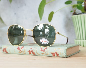 Vintage Semi-Round  Sunglasses 1980's New Old Stock Made in Taiwan Ground and Polished Lens Ornate