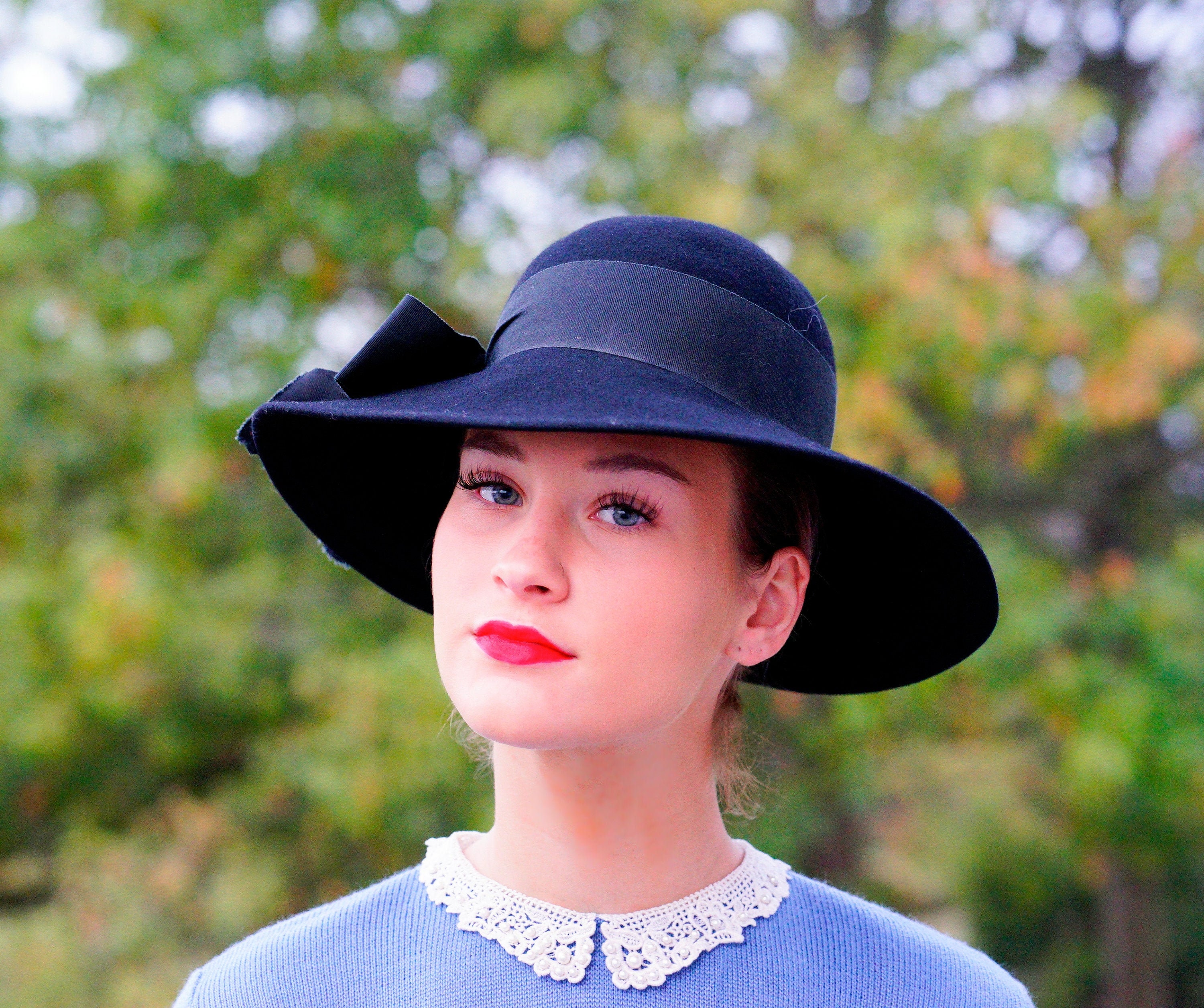 Vintage Felted Wool Bowler Hat Wide 