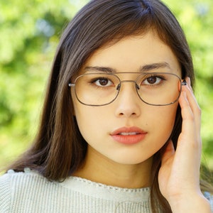 Vintage Eyeglass 1990s glasses/Frames /Eyeglasses/Aviator Style/ New Old Stock By liberty Optical Dark Silver tone