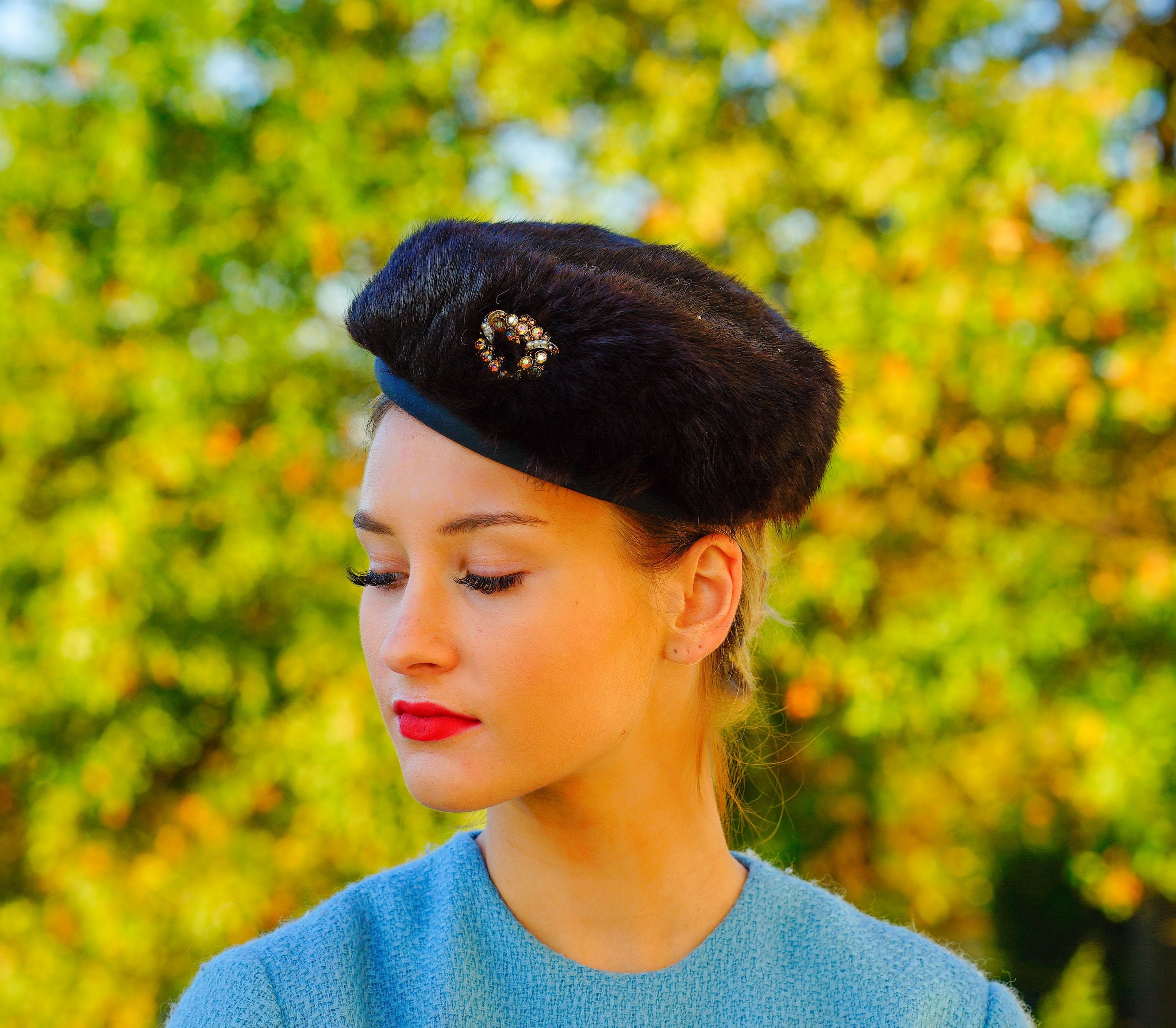 Vintage Fur Pillbox Hat Vintage Winter 