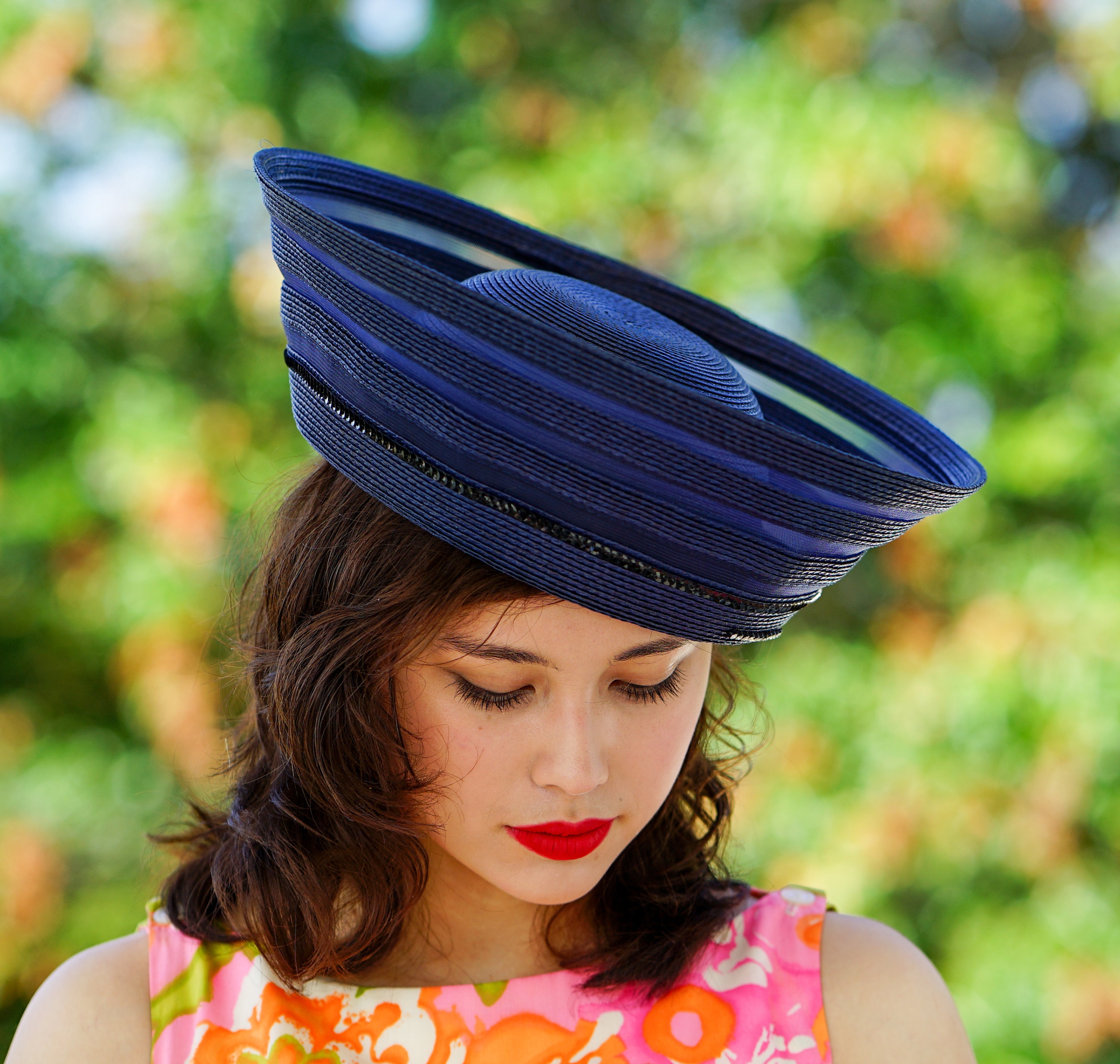 Vintage Straw Breton Hat, Women Bowler Hat, 1980s Hat 