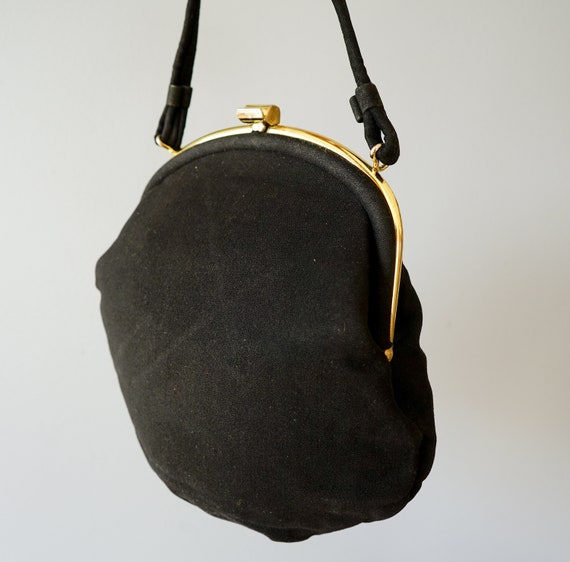 Vintage Black Fabric Purse/ 1950s Purse/ Vintage … - image 8