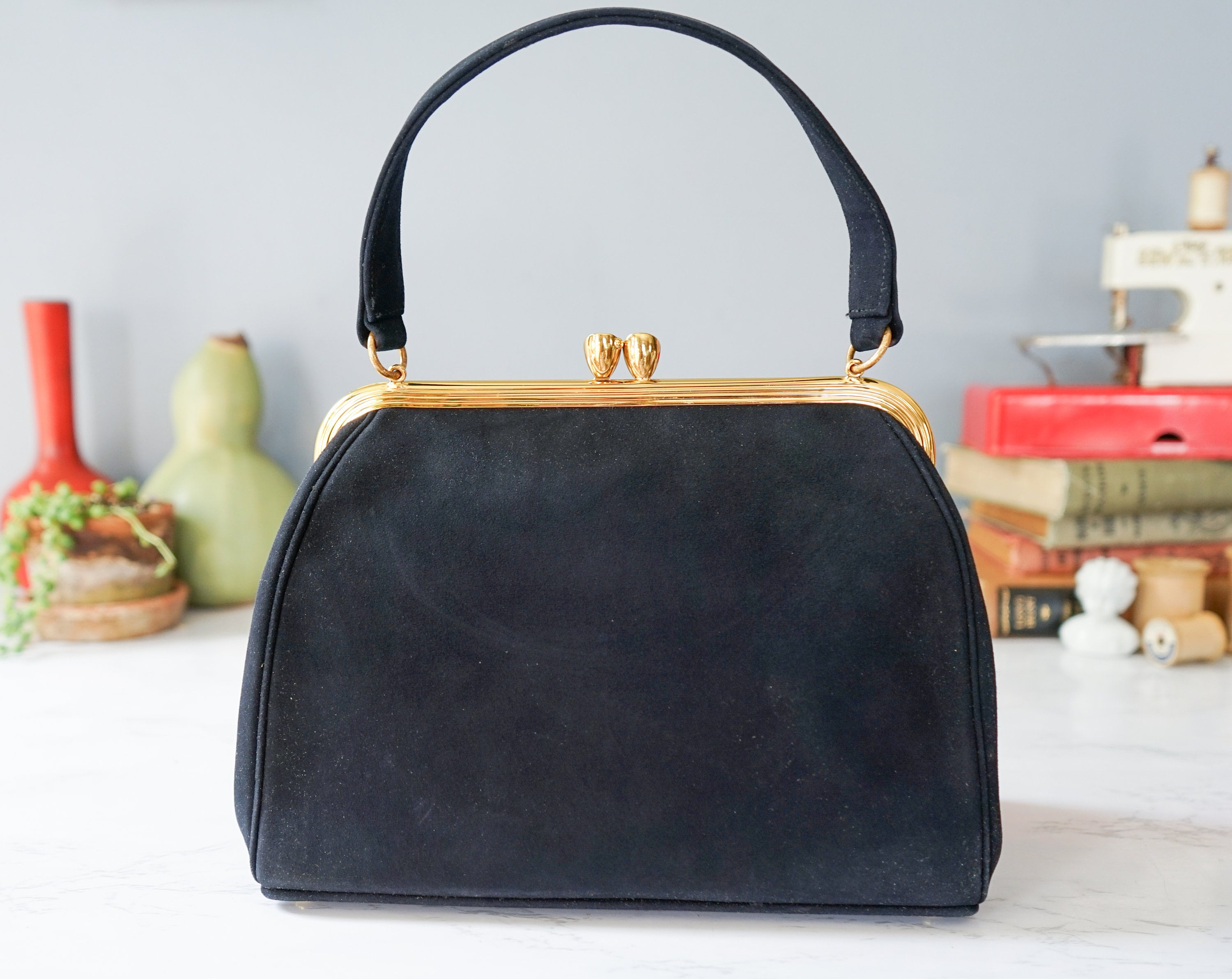 Vintage Bienen Davis Leather Frame Purse/ 1950s Purse