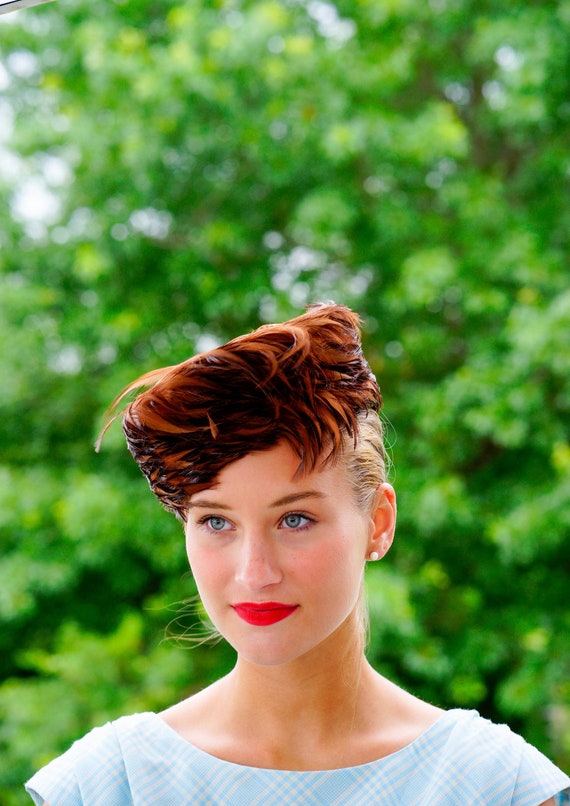 Vintage Pheasant Feather Pillbox Hat, Vintage Hat,