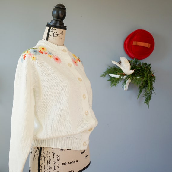 Vintage 1950s Embroidery Cardigan Size M, Women S… - image 8