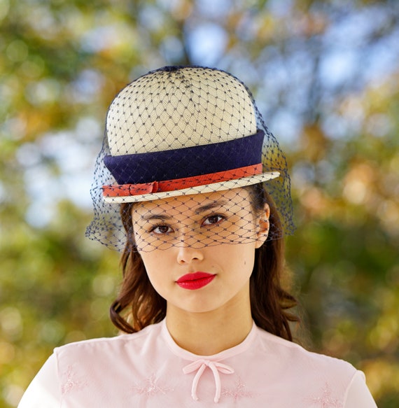 Vintage Straw Bucket Hat, Cloche Hat, 1950s-60s H… - image 2